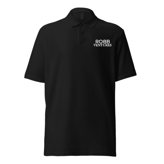 Robb Ventures Embroidered Logo Unisex Pique Polo Shirt - Black
