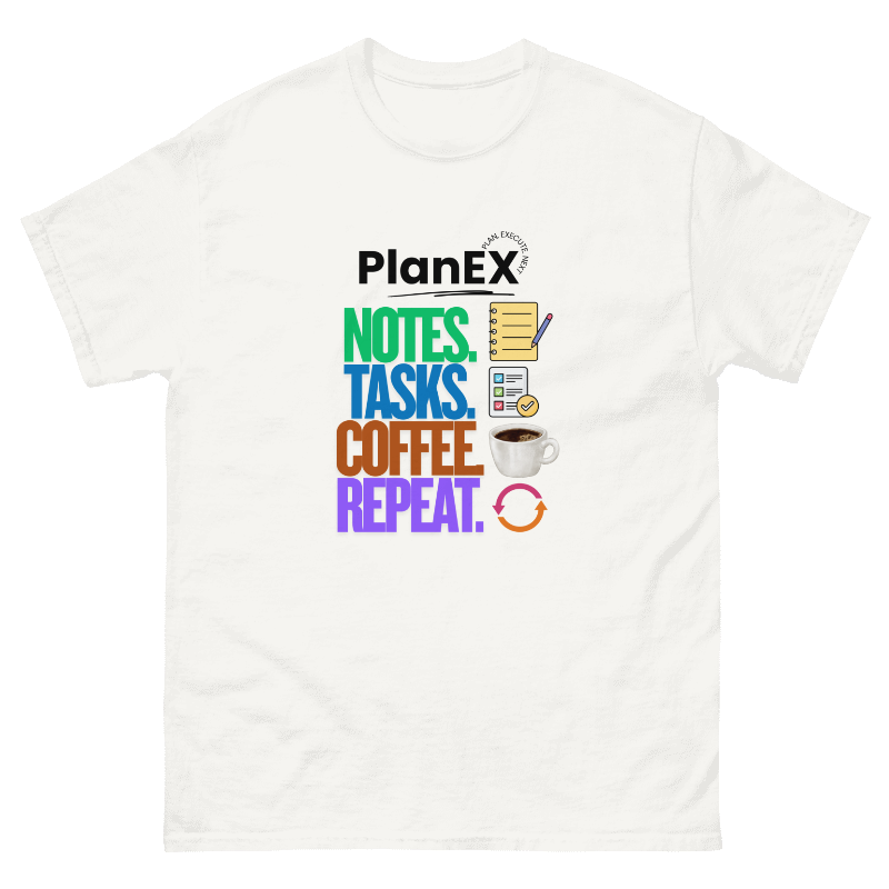 PlanEX - Notes. Tasks. Coffee T-Shirt (White)