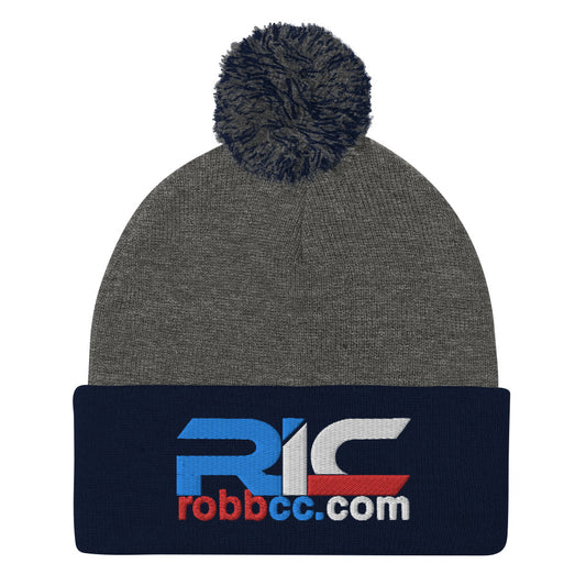 Robb Industrial Corporation Pom Pom Knit Beanie (Dark Heather Grey Navy)