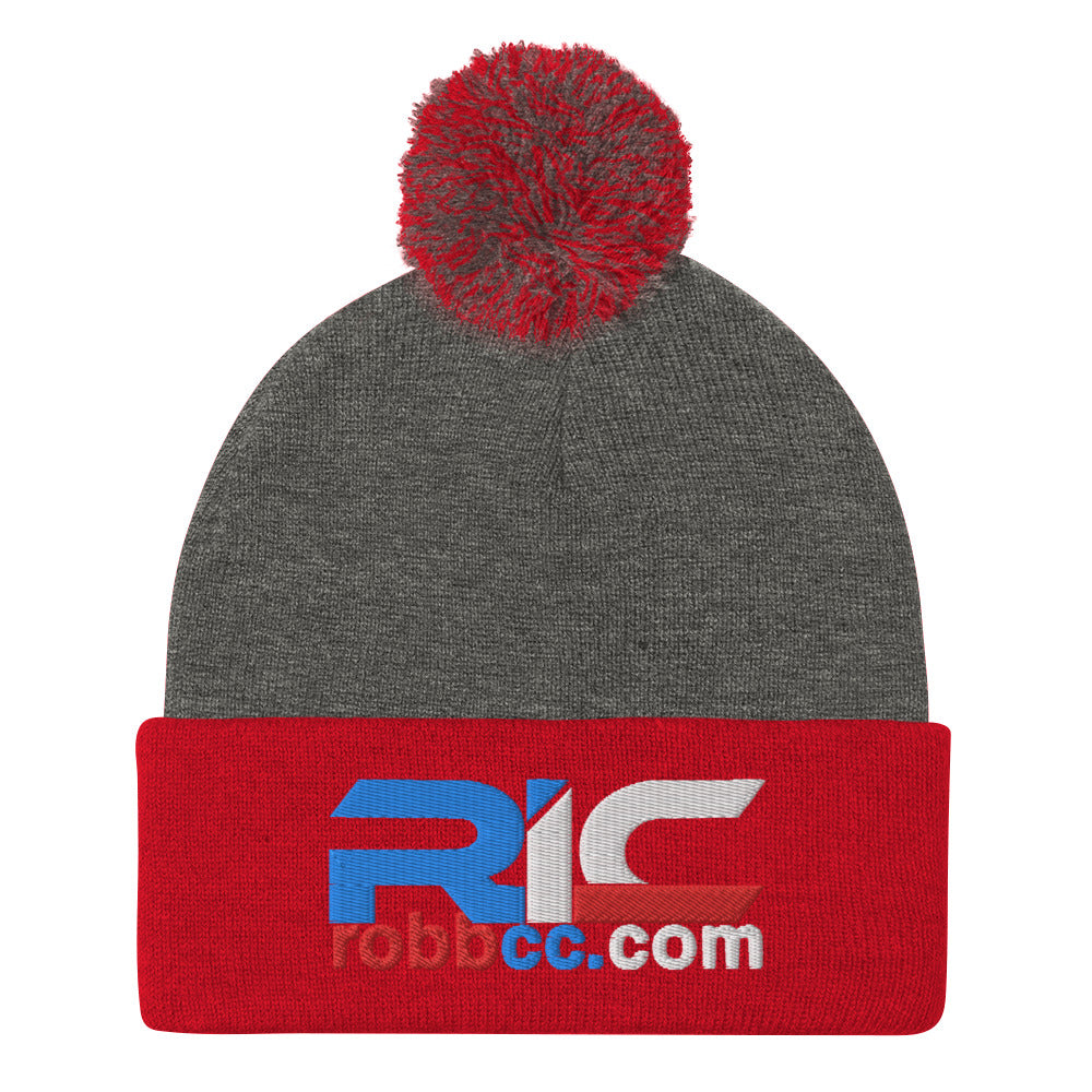 Robb Industrial Corporation Pom Pom Knit Beanie (Heather Grey Red)
