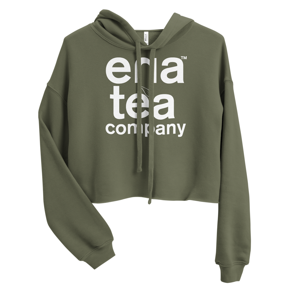Ena Tea Company Cropped Hoodie - Military Green