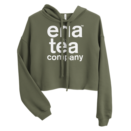 Ena Tea Company Cropped Hoodie - Military Green