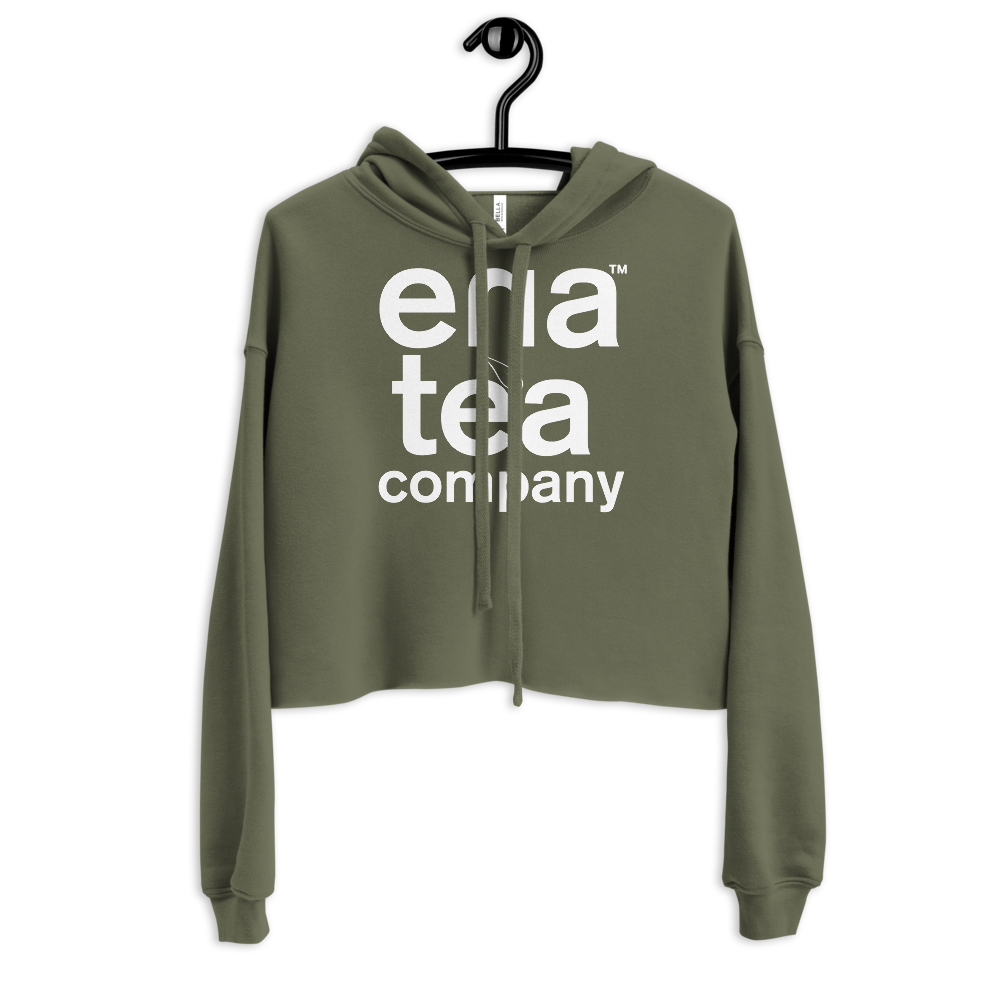 Ena Tea Company Cropped Hoodie - Military Green