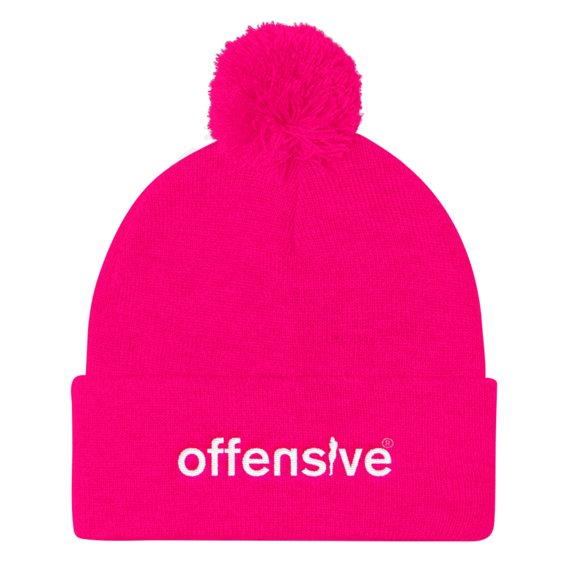 Offensive Pom-Pom Beanie (Neon Pink)