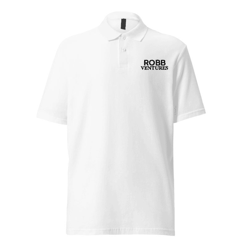 Robb Ventures Embroidered Logo Unisex Pique Polo Shirt - White