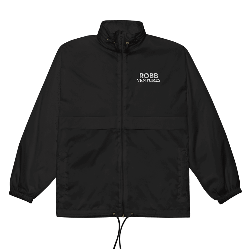 Robb Ventures Embroidered Logo Unisex Windbreaker - Black