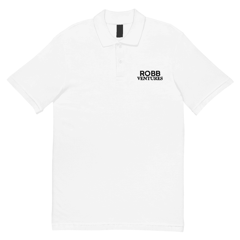 Robb Ventures Embroidered Logo Unisex Pique Polo Shirt - White