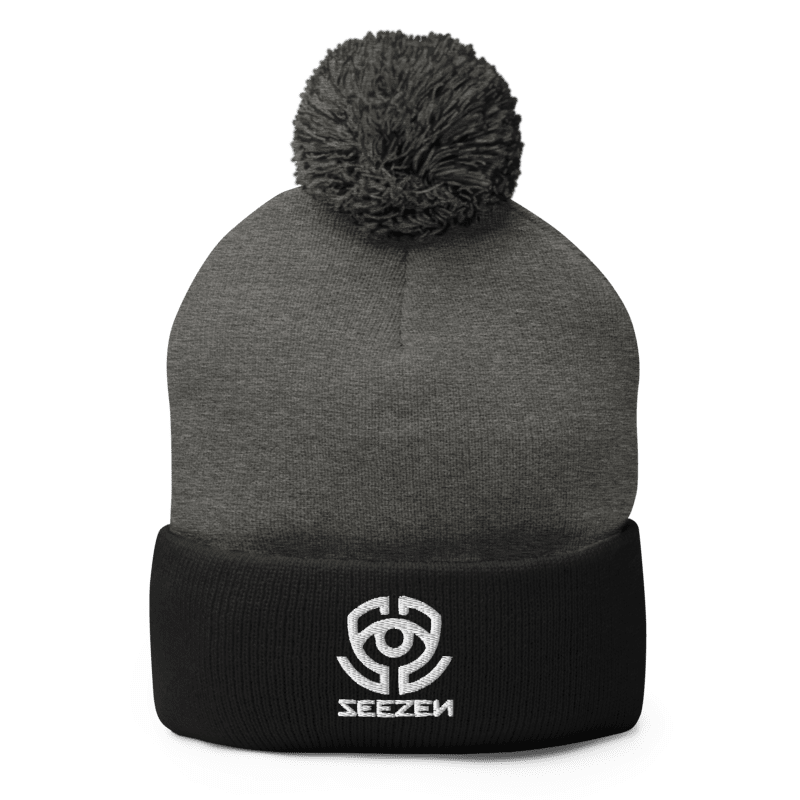 Seezen Pom-Pom Knit Cap (Dark Heather Grey / Black)