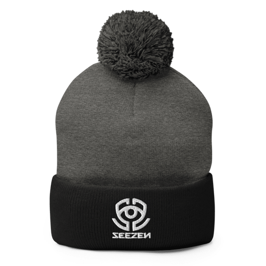 Seezen Pom-Pom Knit Cap (Dark Heather Grey / Black)