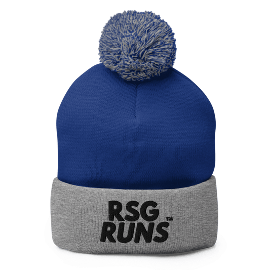 RSG Runs Pom-Pom Knit Cap (Royal/Heather Grey)
