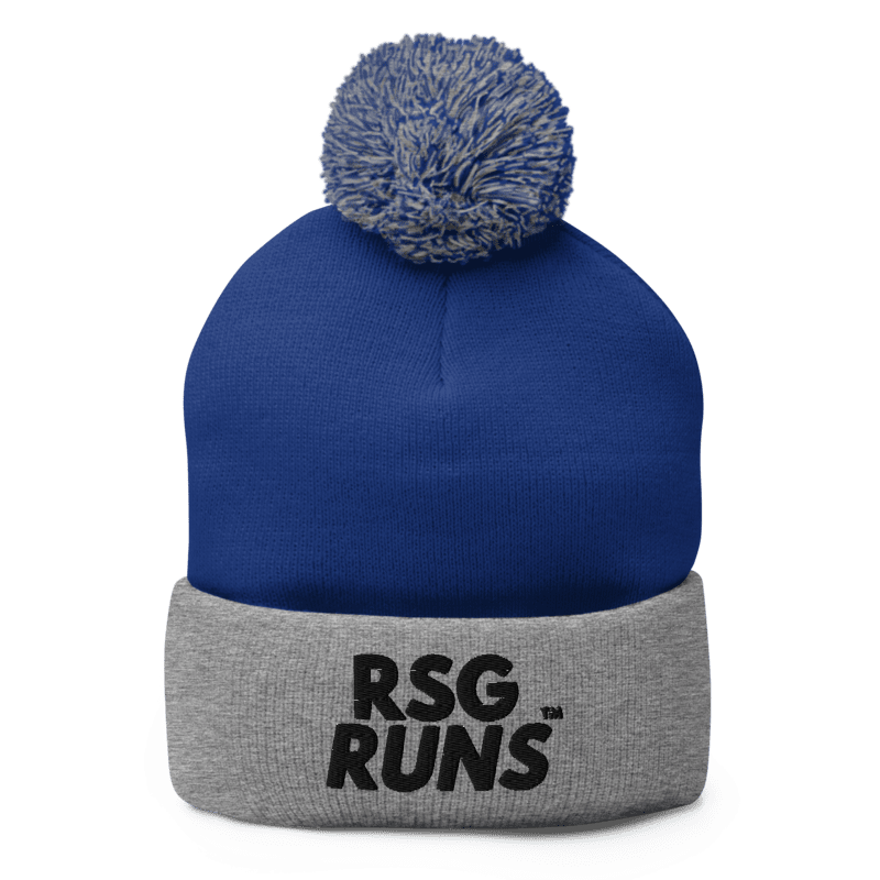 RSG Runs Pom-Pom Knit Cap (Royal/Heather Grey)