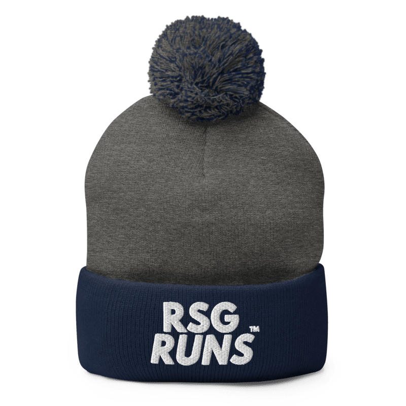 RSG Runs Pom-Pom Knit Cap (Navy/Dark Heather Grey)