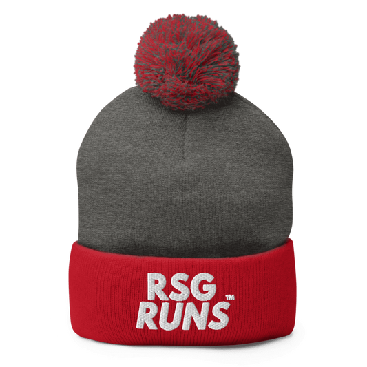 RSG Runs Pom-Pom Knit Cap (Red/Dark Heather Grey)