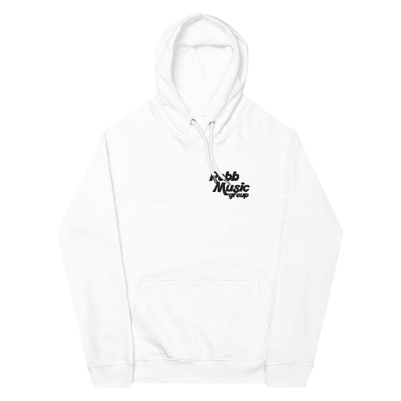 Robb Music Group Unisex Eco Raglan Hoodie - White