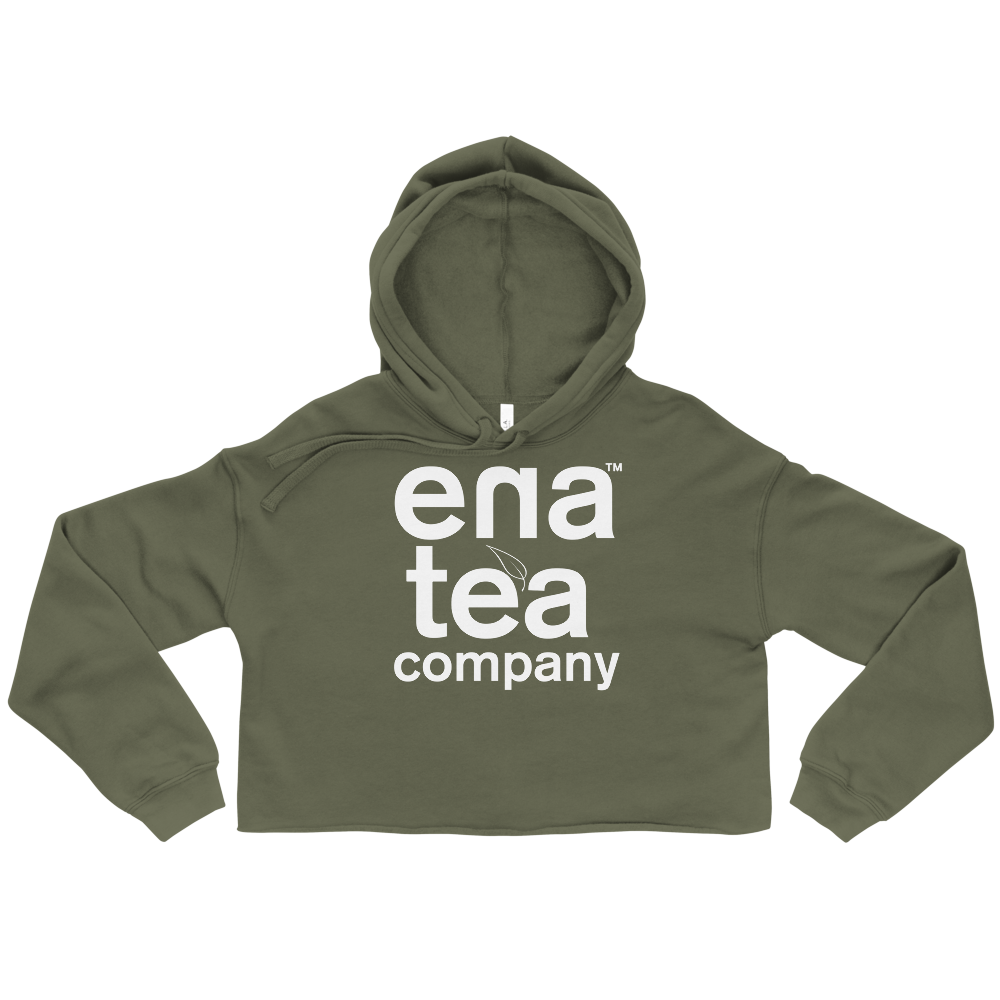Ena Tea Company Cropped Hoodie - Military Green