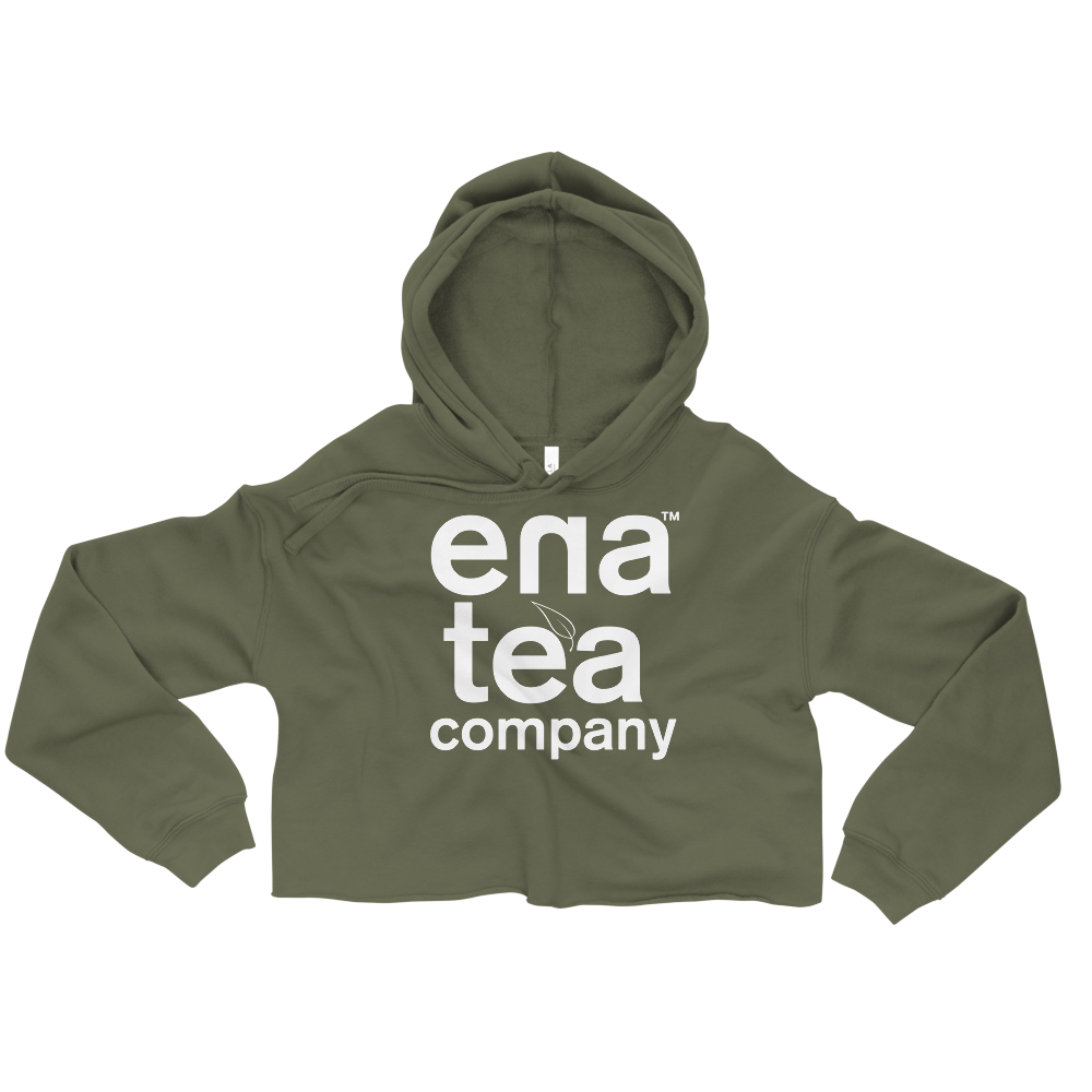 Ena Tea Company Cropped Hoodie - Military Green