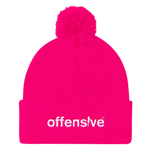 Offensive Pom-Pom Beanie (Neon Pink)